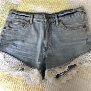 Free People High Waisted Shorts Lace Trim Size 26W